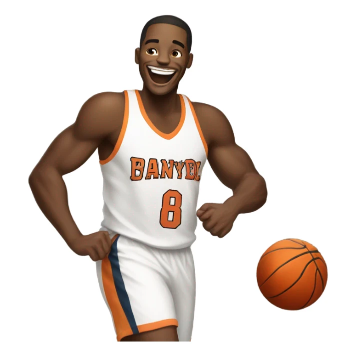 A laughing basketball player Black man with JAY on his jersey. sticker