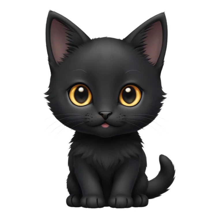 cinematic-cute-black-kitten-portrait-emoji,-head-tilted-playfully-and-inquisitively,-sleek-black-fur-with-subtle-hints-of-deep-gray,-simplified-yet-adorable-features,-highly-detailed,-glowing-with-a-warm,-friendly-glow sticker