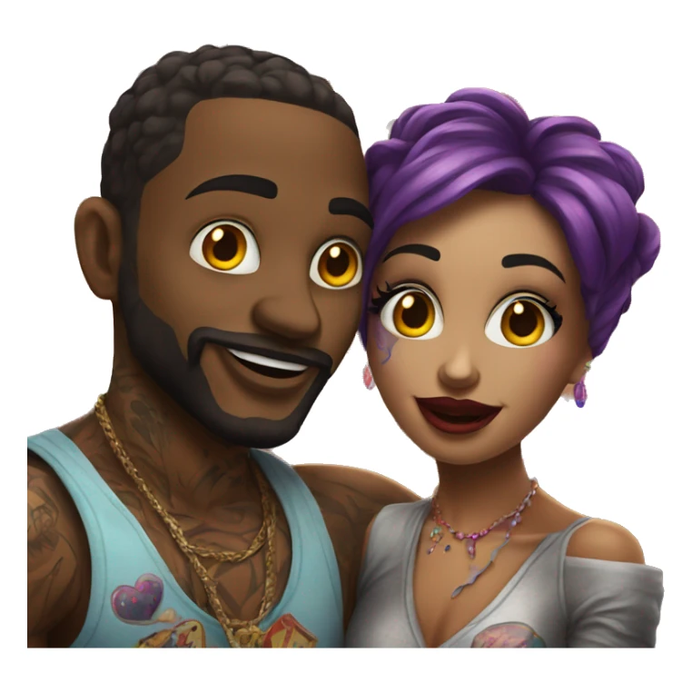 Romantic carnival date for beautiful tattooed couple sticker