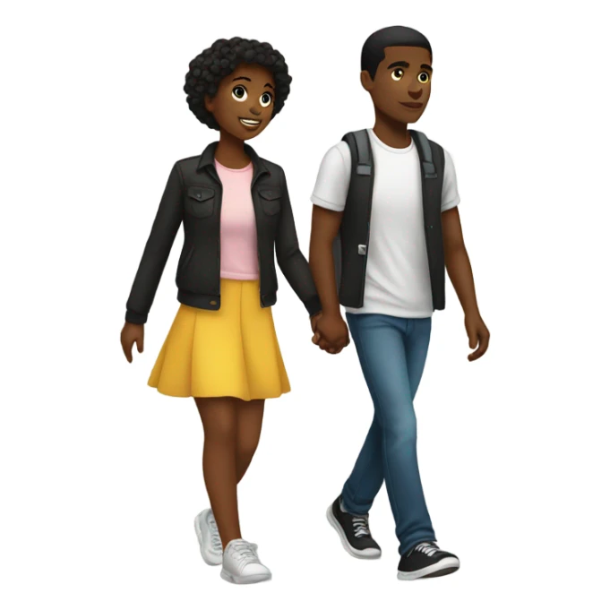 Black teen couple walking  sticker