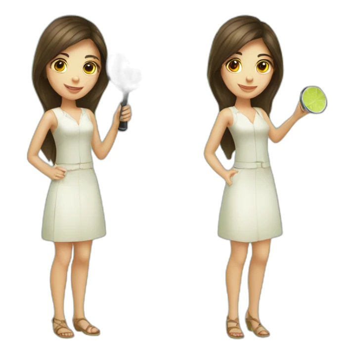 brunette girl + magnifying glass + mojito sticker