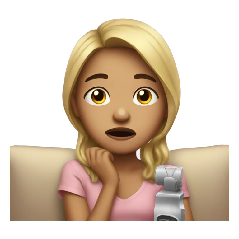 Girl watching tv crying  sticker