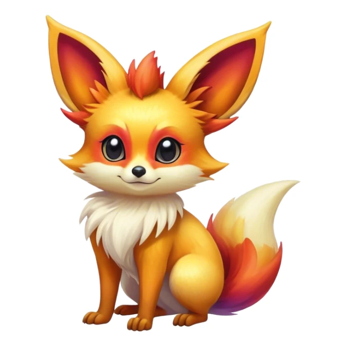 Shiny Vibrant Colorful Iridescent Fennekin-Eevee-creature-hybrid sticker