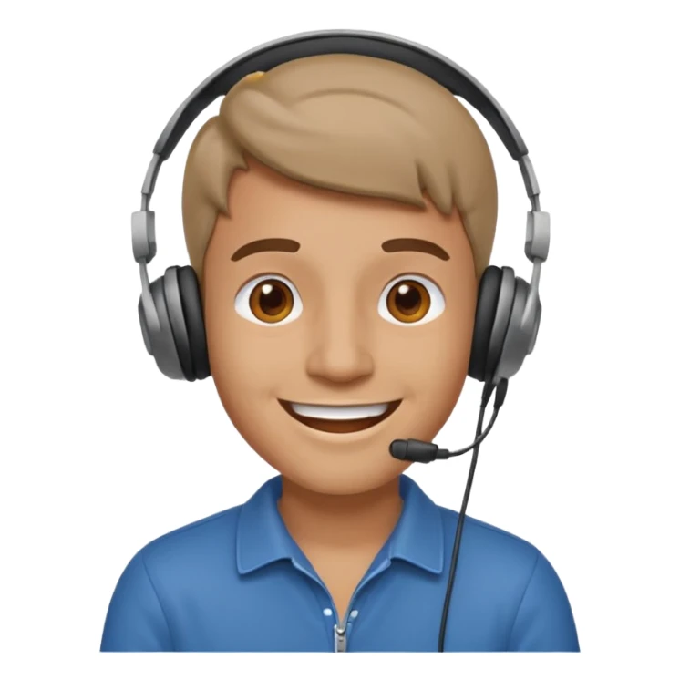 happy guy listening to music on a headset sticker