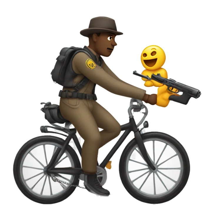 Gun peddling a bicycle sticker