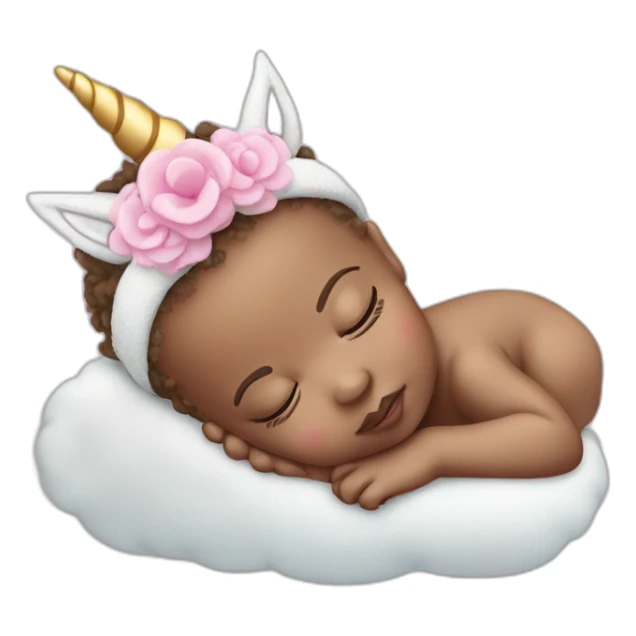 Sleeping white Newborn with unicorn headband sticker