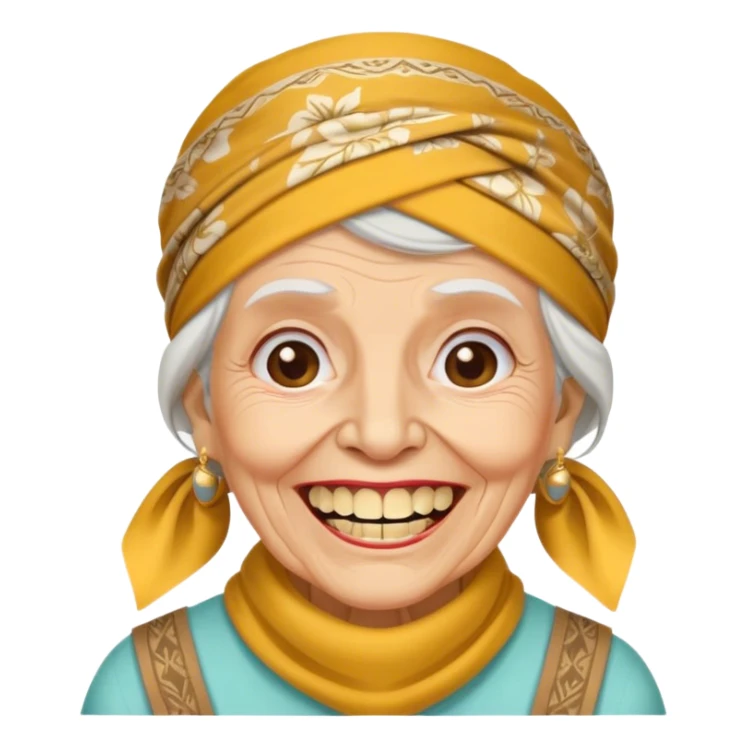 old grandma with golden teeth and a bandana on her head sticker