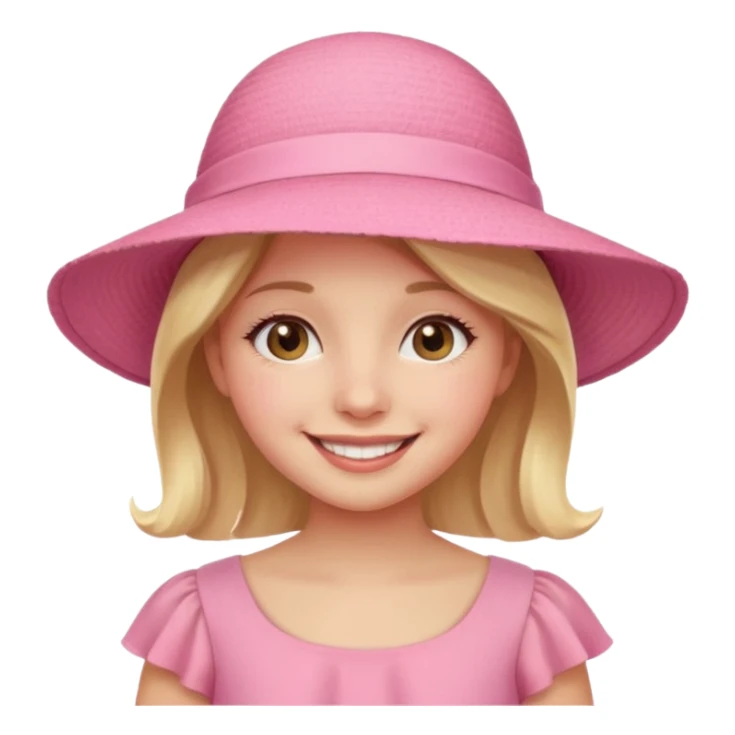 Girl in pink dress and sunhat smiling sticker
