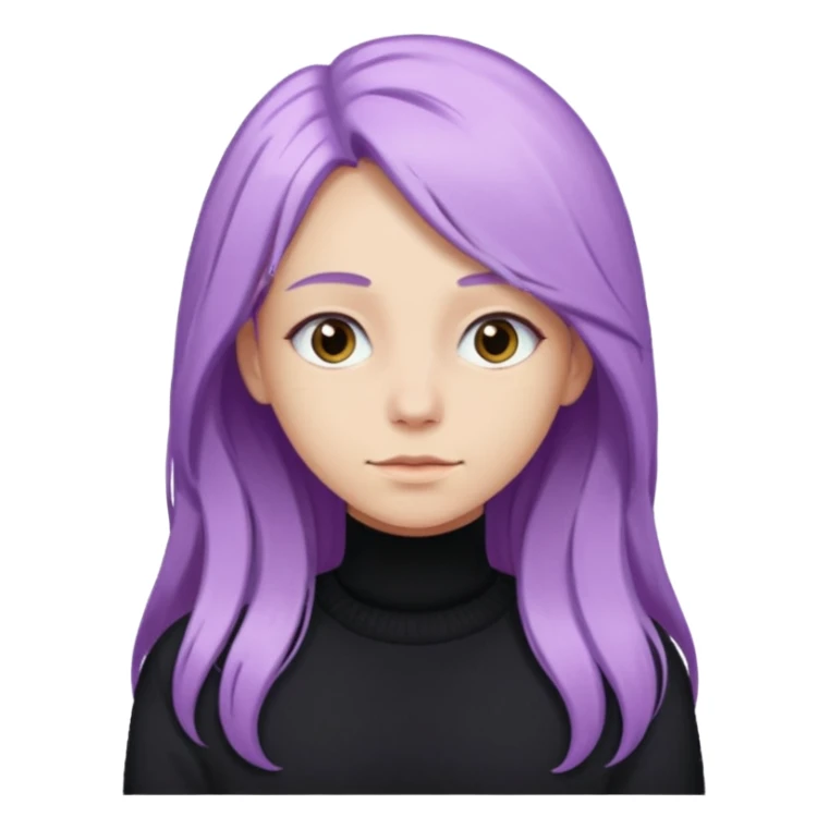 faz menos gótica mas com cabelo roxo claro comprido e camisola preto sticker
