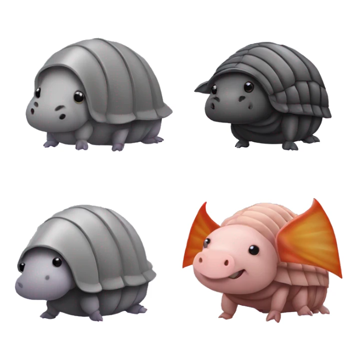 Lavender gray Pig armadillo darth Vader isopod lobster tail fanned tail feathered tail pig armadillo darth Vader face sticker