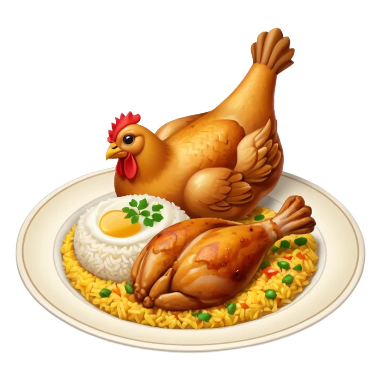 Emoji with biryani and a chicken leg piece in a plate sticker
