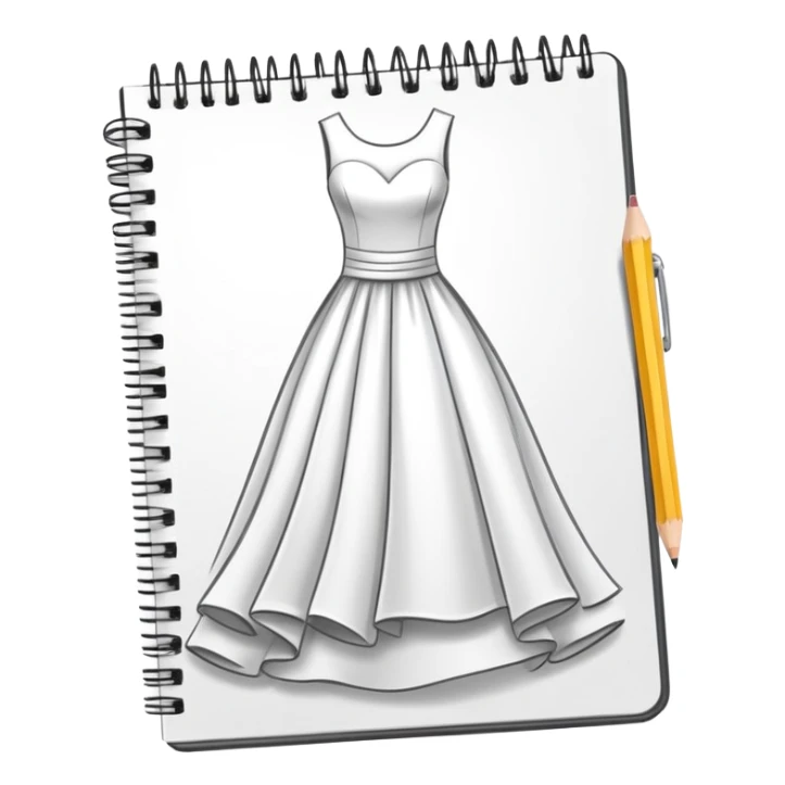 drawing of a dress on a notebook sticker