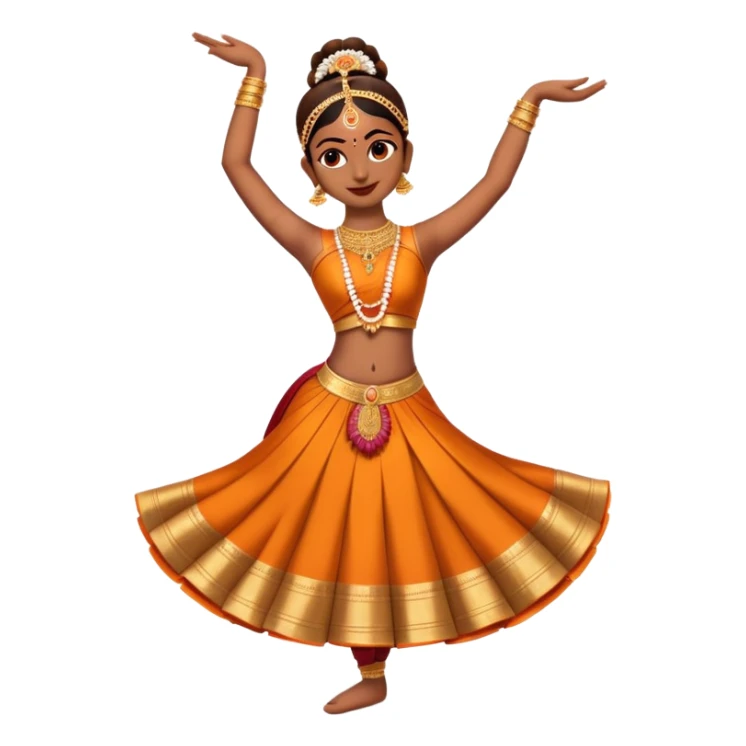 cinematic-realistic-bharatanatyam-dance-emoji,-depicted-as-an-elegant-classical-indian-dance-performance-with-graceful-poses,-intricate-costumes,-and-expressive-hand-gestures,-rendered-with-rich-textures-and-warm-dramatic-lighting, single dancer sticker