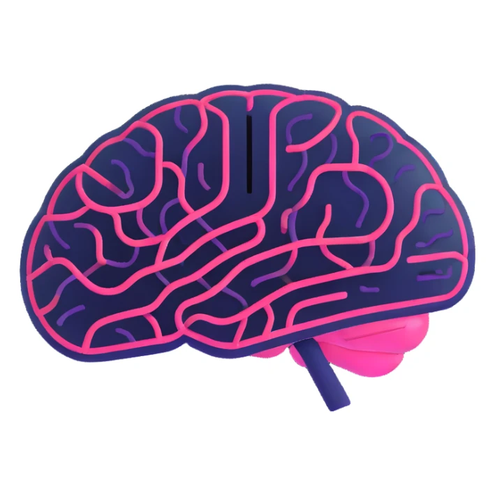 emoji of stylized AI brain with digital lines and chat bubble, modern minimal style, inspired by Siri and Gemini logos sticker