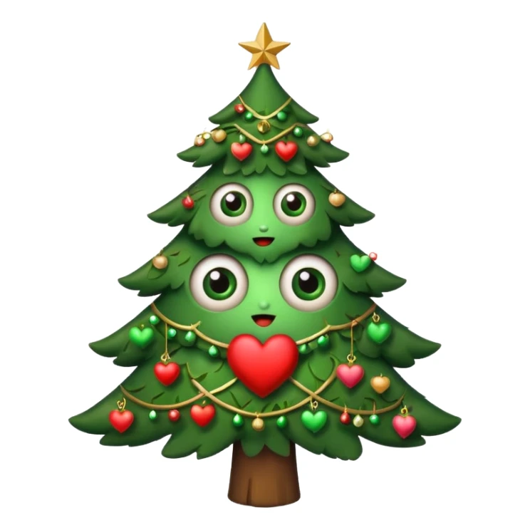 Christmas tree with eyes in shape of heart sticker