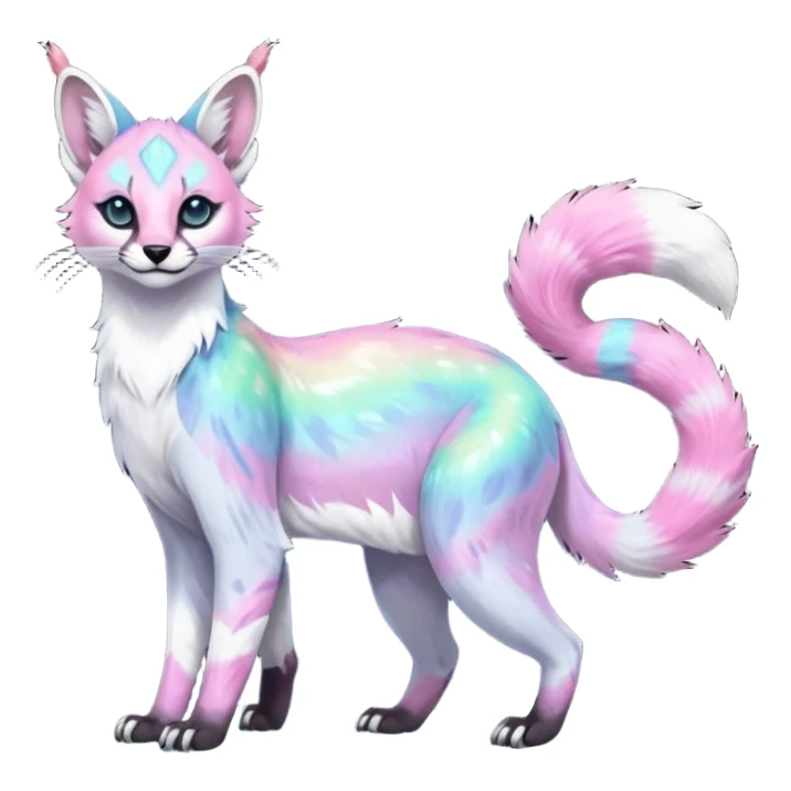Colorful nebulae nebula starry galactical shiny tropical pale light fruity pastel white glorious iridescent divine exotic cute cool beautiful realistic antasy-caracal-civet-genet-sergal-vernid-Cacomistle-Trico-oncilla-animal-Fakémon-hybrid-fursona (full body) sticker