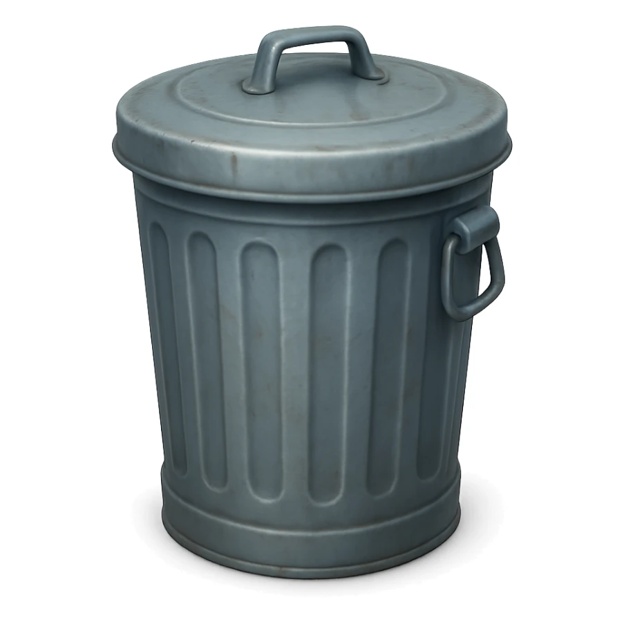 Draw a Pixar-style trash can. The trash can should be visible from the front and top. Do not use face, eye, and mouth. sticker