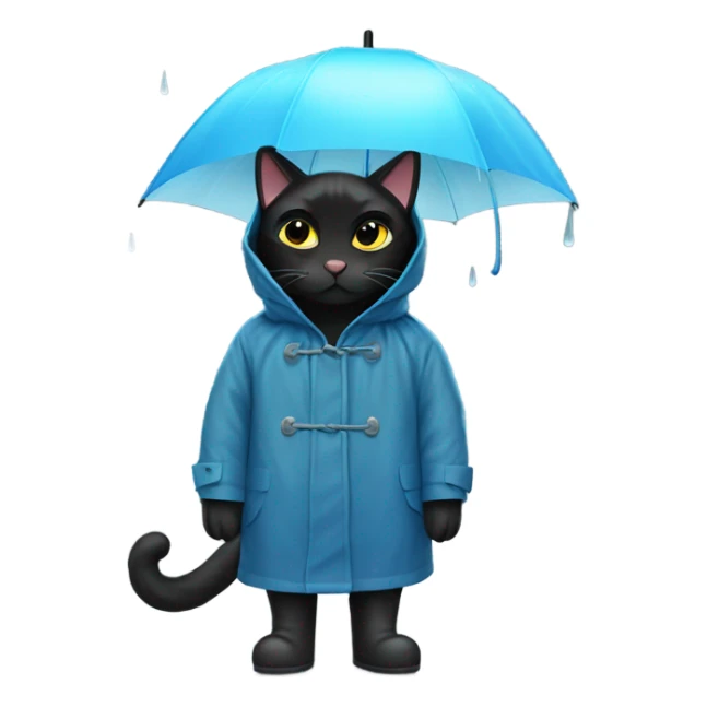 Black cat in a rain coat and rain boots sticker