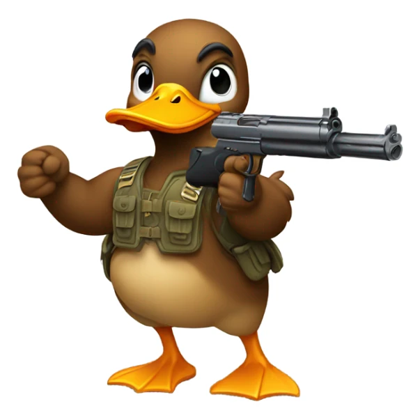 Duck has muscles with a gun sticker