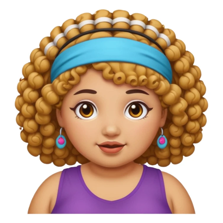 curly fat girl with headband sticker