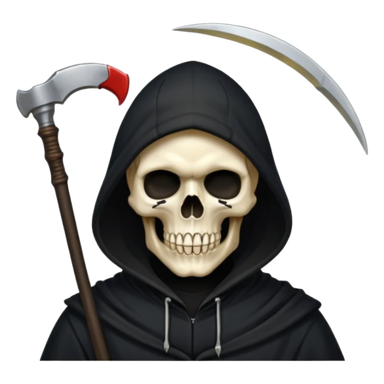 zoomed black hood skull scythe sticker