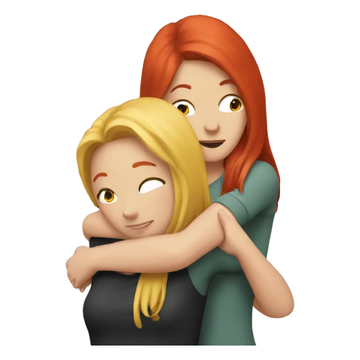 Two girl friends hugging . One blonde one red head  sticker