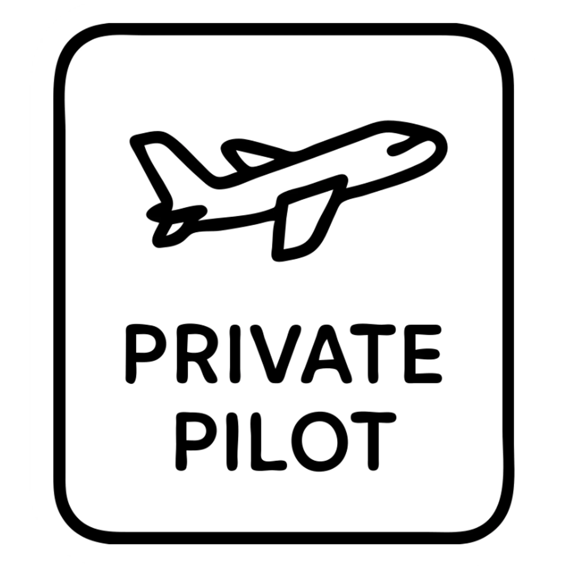 minimalist private pilot license with a small airplane icon and clean layout sticker