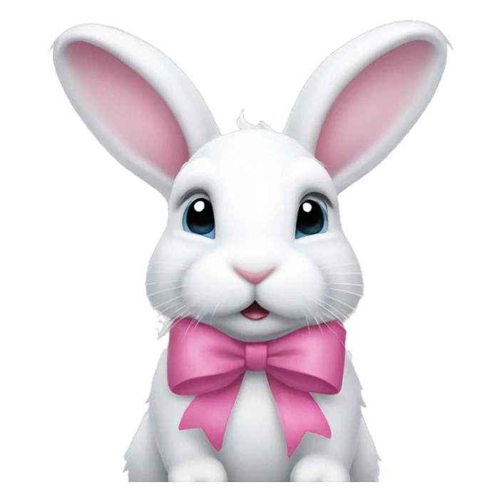 white bunny in the snow with pink bow sticker