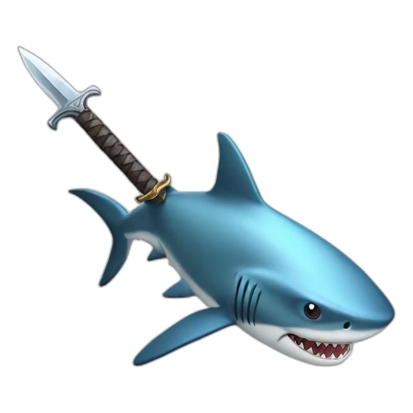 a shark with a medivial sword sticker