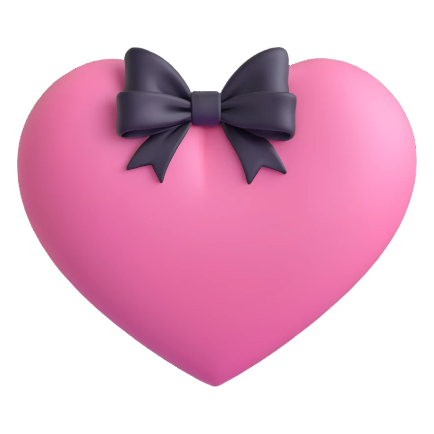 pink heart with a black bow and a white outline sticker