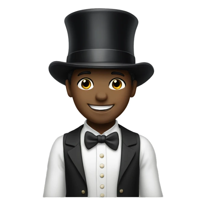 Smiling boy white skin in top hat sticker