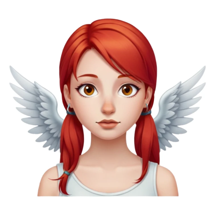 make a girl with red straight hair and a wing nose piercing sticker