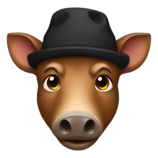 fullface brown boar tired of life with a black winter hat sticker