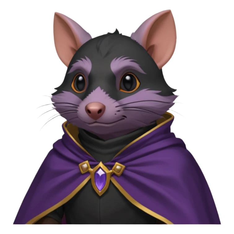 alors ce raton laver doit être équipé d'une cape de thieving noir avec trim bordure mauve comme dans le jeu old school runescape. au centre de la cape une icone de masque de voleur est visible . l'expression du visage du raton est ultra surpris "shock" sticker
