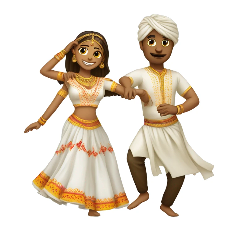 dance garba in white dress male & female sticker