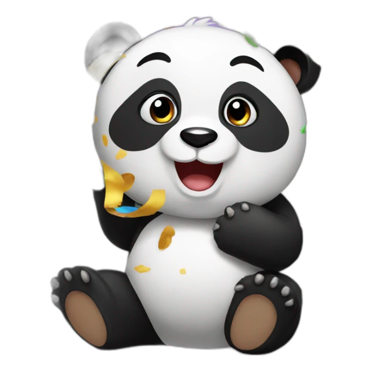 Panda celebrando con confeti sticker