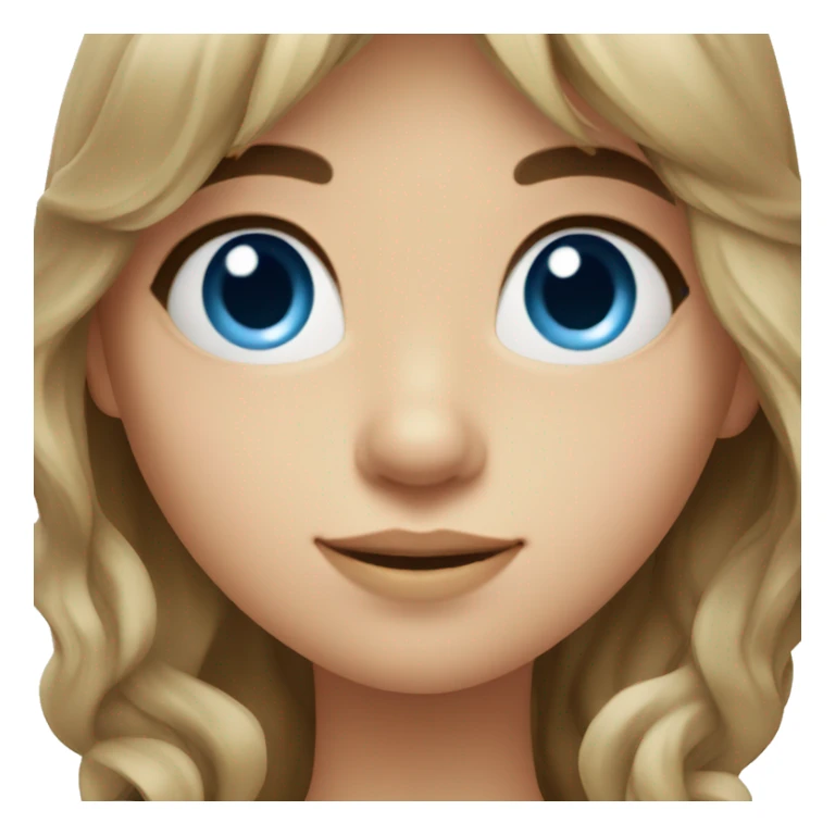 girl with longer wavy brown hair with bangs and blue eyes sticker