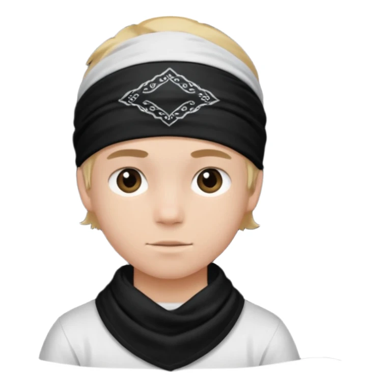 Make a boy wearing black bandana with some design on it  sticker