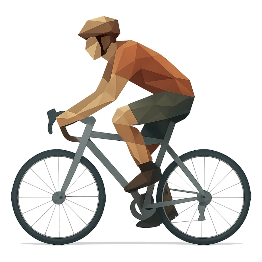 low-poly polygonal style person riding a bike sticker