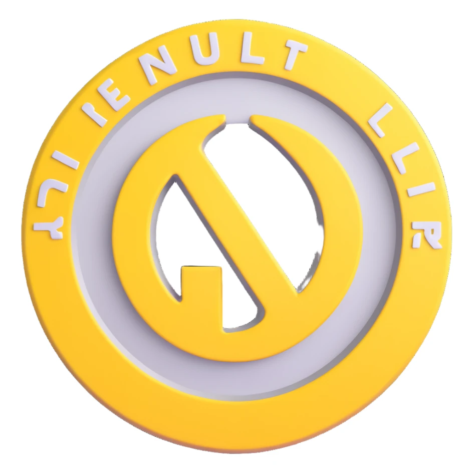 3D circular pattern with white "Renault" text in the center, yellow and silver color scheme, modern style sticker
