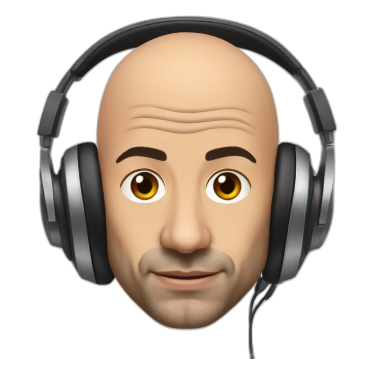 Joe Rogan, bald, headphones, podcast sticker