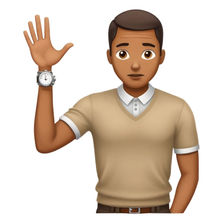 African American shrugging with watch on  sticker