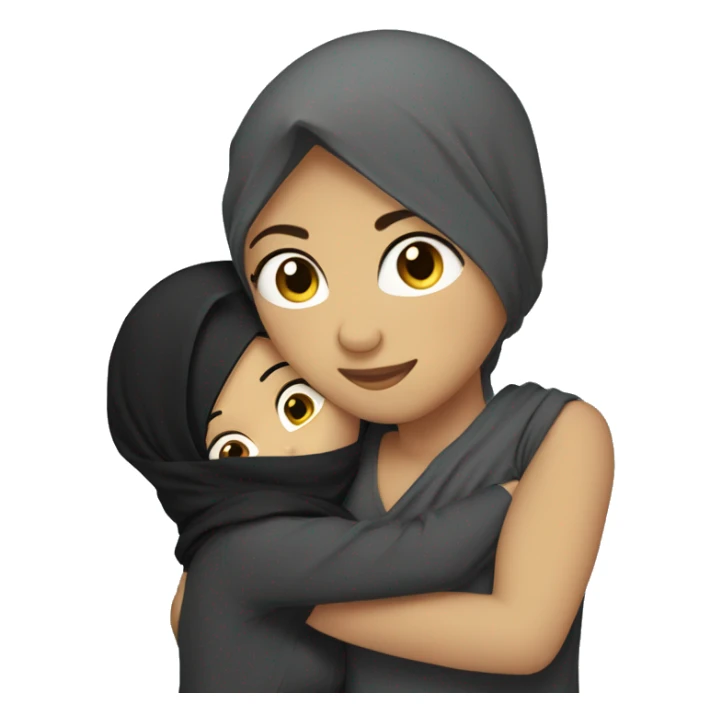 hijabi girl hugging boy with short black hair sticker