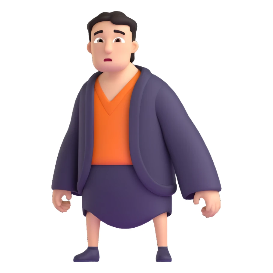 person with drooping shoulders and a guilty expression, showing avoidance of responsibility sticker