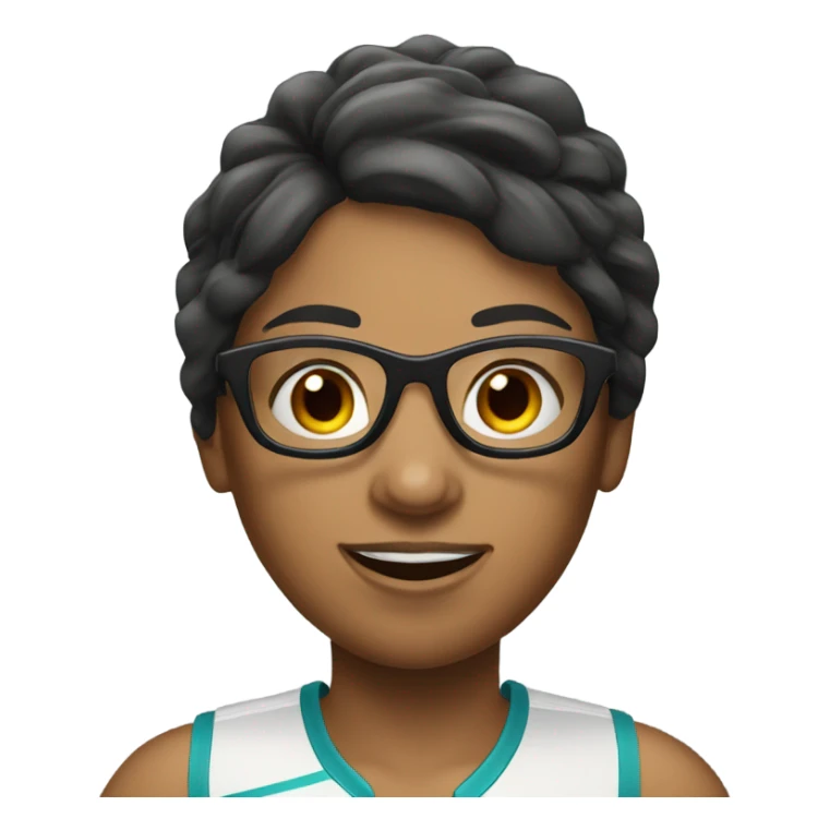 Tennis player female dark hair glasses  sticker