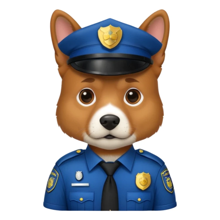 A dog dressed as a police officer, looking serious and observant sticker