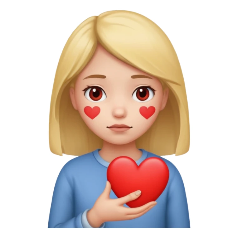 girl handing heart out, sad face  sticker