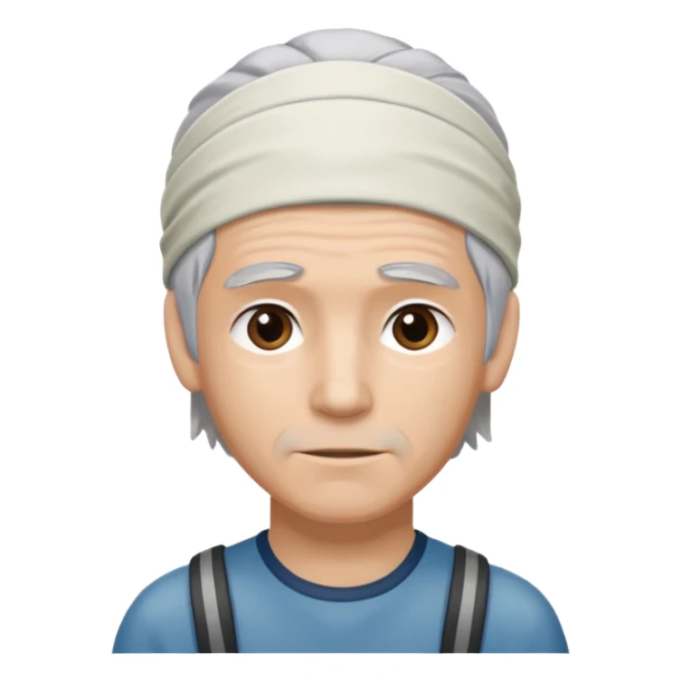 young climber man with white/grey hair and headband sticker