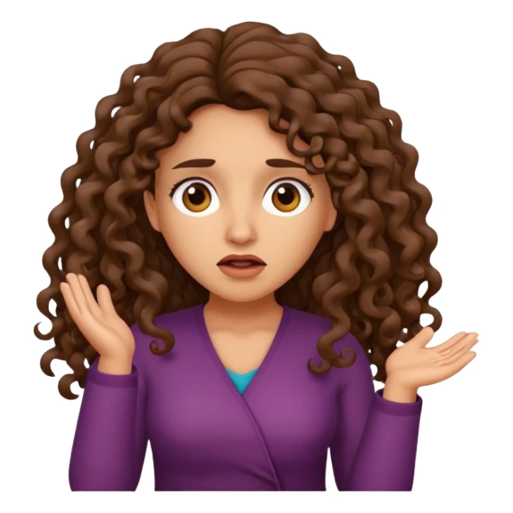 Latina woman with long curly hair shrugging confused  sticker