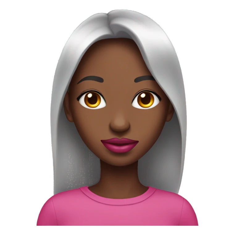 Black lady Pink emoji with pink lips and long nails  sticker